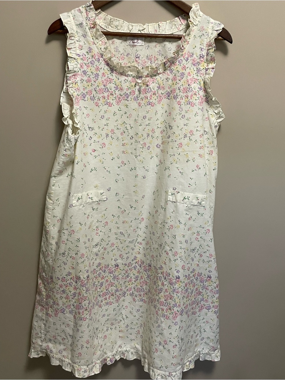 Vintage Light Yellow Floral Dress Nightgown Women’s Medium